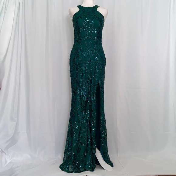 City Vibe Sleeveless High-Neck Sequin Pattern Long - Picture 4 of 11